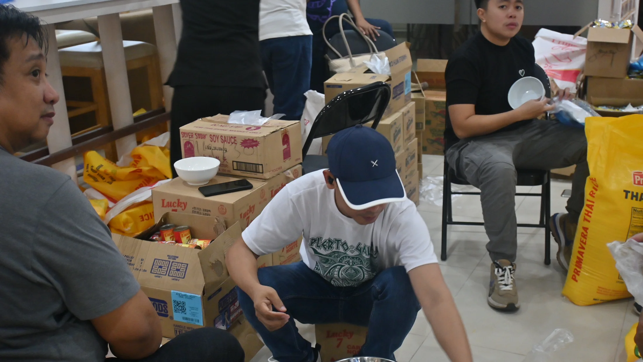 LFI volunteers preparing supplies for a donation drive